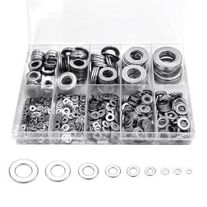 Stainless Steel Flat Washers Assortment Kit - 900pcs
