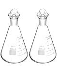 QWORK 500ml Borosilicate Glass Erlenmeyer Flask - 2 Pack