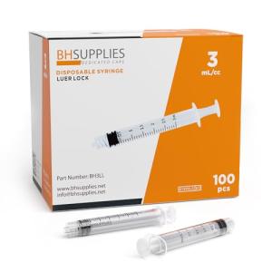 3 ml Sterile Syringes with Luer Lock, 100 Pack