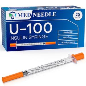 Insulin U-100 Syringe, 1cc with 8mm Needle