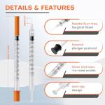 Insulin U-100 Syringe, 1cc with 8mm Needle