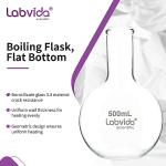 2-Pack 500ml Flat Bottom Glass Boiling Flasks