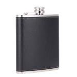 Large Black Stainless Steel Whiskey Hip Flask