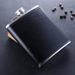 Large Black Stainless Steel Whiskey Hip Flask
