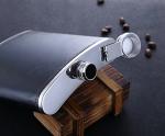 Large Black Stainless Steel Whiskey Hip Flask