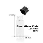 Glass Vials 1 Dram, Pack of 12 with Gasket