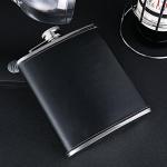 Large Black Stainless Steel Whiskey Hip Flask