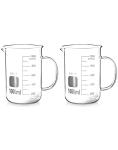 QWORK 1000ml Borosilicate Glass Beaker Mugs - 2 Pack