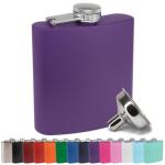 Matte Purple 6 oz Stainless Steel Hip Flask Set