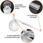 QWORK 250ml Distillation Retort with Glass Stopper