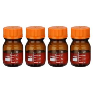 4 Pack 100ml Borosilicate Glass Lab Storage Bottles