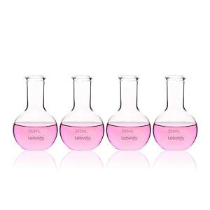 4-Pack 250ml Flat Bottom Glass Boiling Flasks