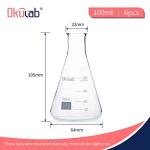 Okulab 6-Piece 100ml Glass Conical Flask Set