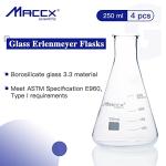 Maccx 8.5oz Narrow-Mouth Glass Erlenmeyer Flask, 4-Pack