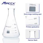 Maccx 8.5oz Narrow-Mouth Glass Erlenmeyer Flask, 4-Pack