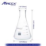 Maccx 8.5oz Narrow-Mouth Glass Erlenmeyer Flask, 4-Pack