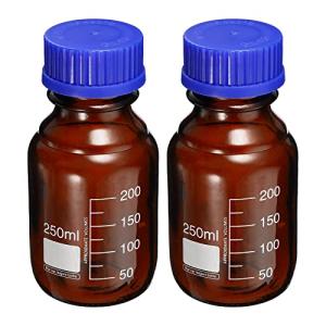 PATIKIL 250mL Round Glass Reagent Bottles - 2 Pack