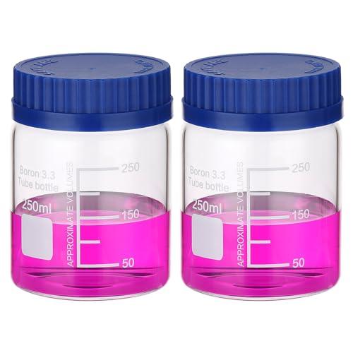 2 Pack 250ml Borosilicate Glass Storage Bottles