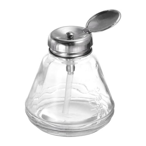 6Oz Glass Pump Dispenser Bottle with Metal Cover