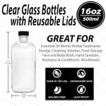 16 oz Clear Glass Boston Round Bottles (2 Pack)