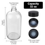 4 Pack 32 oz Clear Boston Round Glass Bottles