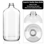 4 Pack 32 oz Clear Boston Round Glass Bottles