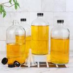 4 Pack 32 oz Clear Boston Round Glass Bottles