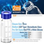 100 Pcs 2ml HPLC Autosampler Vials with Caps
