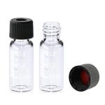 2 ML Clear Autosampler Vials with Black Caps - 100 pcs
