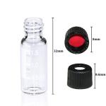 2 ML Clear Autosampler Vials with Black Caps - 100 pcs