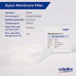 100 Pack Nylon Disc Membrane Filters 47mm 0.22µm