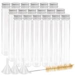 18pcs Clear Flat Plastic Test Tubes with Caps