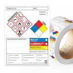 SDS Labels Roll - 250 Hazard Stickers, 4x3 Inches