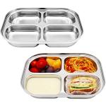 Korean Stainless Steel Divided Plates for Kids - Set of 2