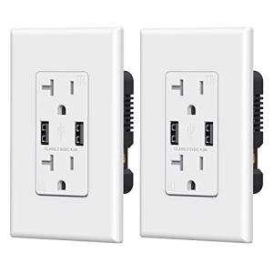 USB Wall Outlet with Dual Ports (2 Pack)