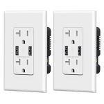 USB Wall Outlet with Dual Ports (2 Pack)