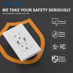 USB Wall Outlet with Dual Ports (2 Pack)