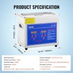 VEVOR Ultrasonic Cleaner with Timer & Heater 3L