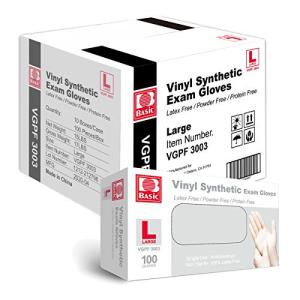 Large Latex-Free Clear Vinyl Exam Gloves, 1,000 Pack