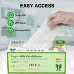 Large Disposable Vinyl Gloves - 200 Pack