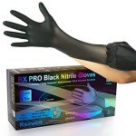 Large Latex-Free Black Nitrile Gloves - 100 Count