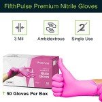 Fuchsia Nitrile Disposable Gloves - 50 Count