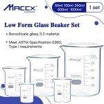 Maccx Durable Borosilicate Glass Beakers - 5 Sizes