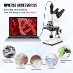 VEVOR Trinocular Microscope with LED, 40X-5000X Magnification