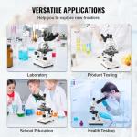 VEVOR Trinocular Microscope with LED, 40X-5000X Magnification