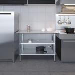 48" Stainless Steel Work Table with 2 Shelves