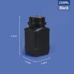 Square Plastic Lab Reagent Bottles with Caps (5 Pcs)