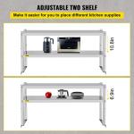 VEVOR Double Tier Stainless Steel Overshelf 48"x12"x24