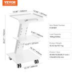 VEVOR Rolling Lab Cart with Built-in Socket