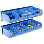 Wall-Mounted Storage Bins with Metal Tracks - Blue